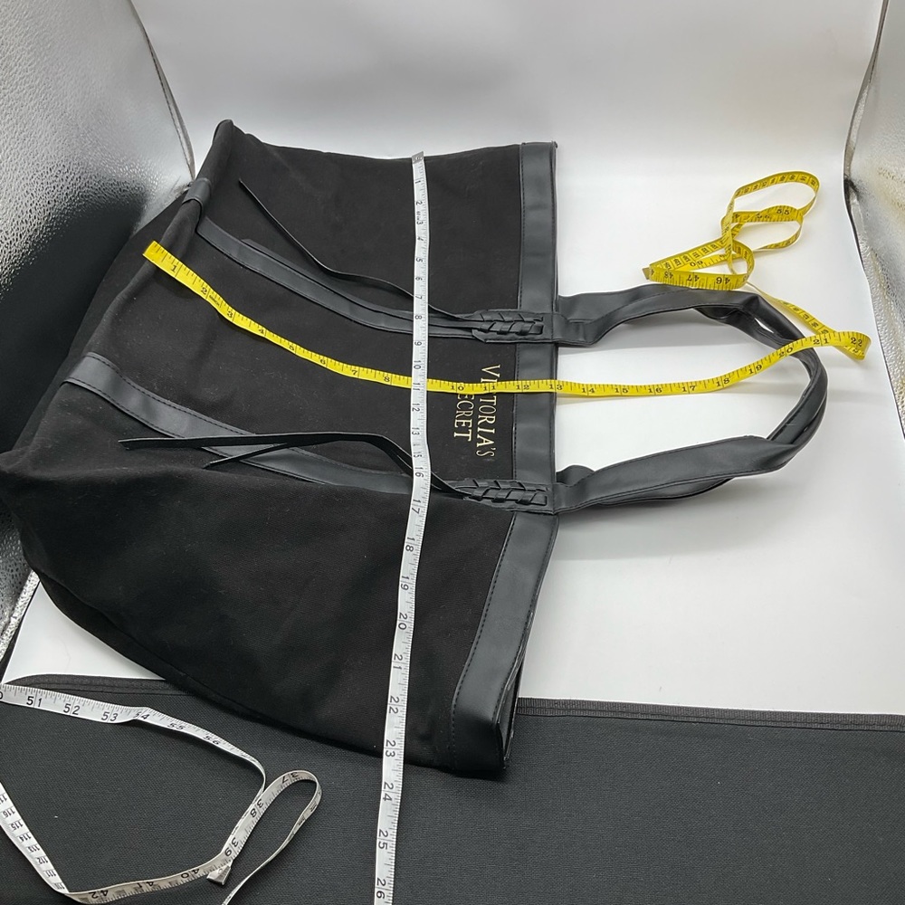 NWOT VICTORIAS SECRET‎ BLACK COTTON TOTE - Picture 2 of 4